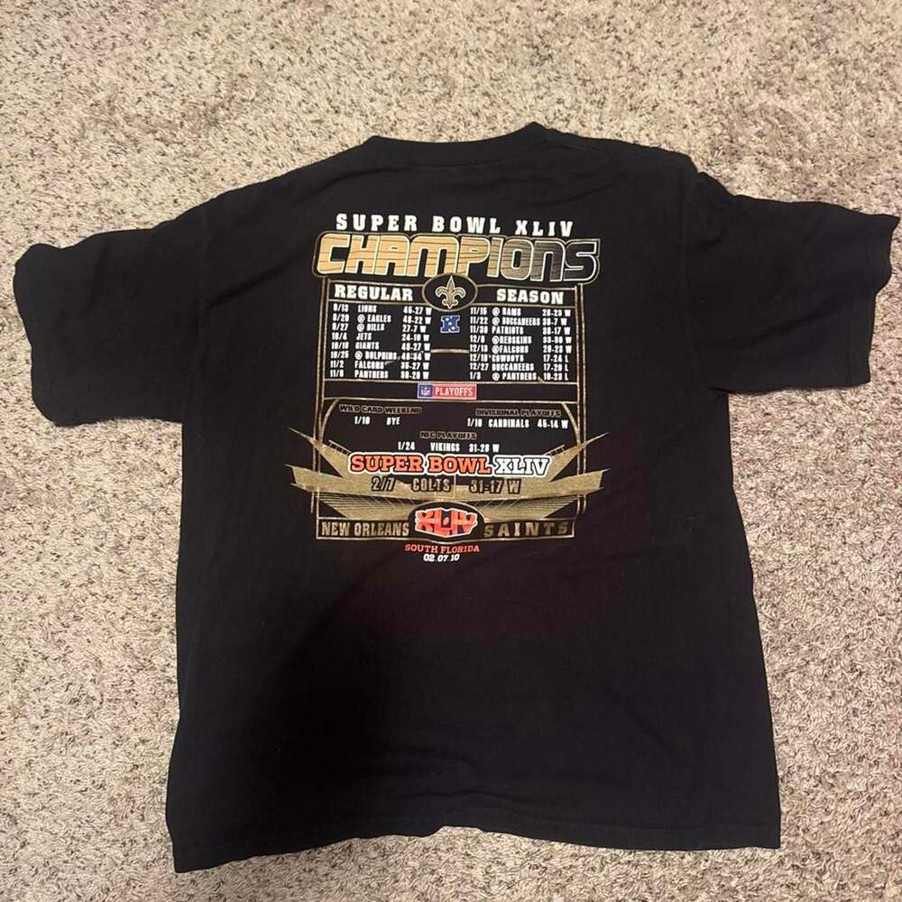 Vintage New Orleans Saints Super Bowl XLIV Champions T-Shirt Size L - Picture 2 of 2